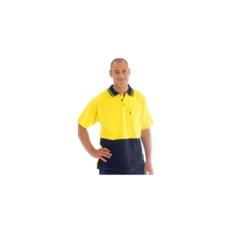 HiVis Cool-Breeze Cotton Jersey Polo Shirt With Under Arm Cotton Mesh S/S - 3845