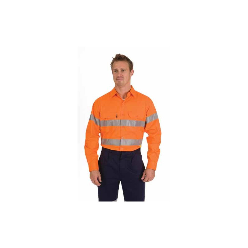 HiVis Cool-Breeze Cotton Shirt With 3M 8910 R/Tape L/S - 3885