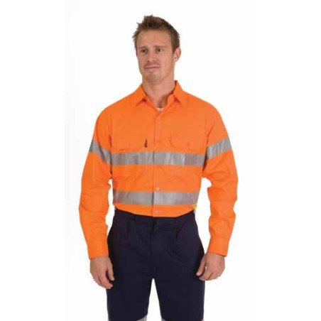 HiVis Cool-Breeze Cotton Shirt With 3M 8910 R/Tape L/S - 3885