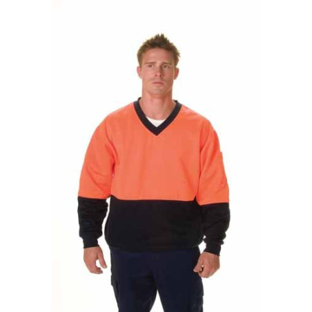 HiVis Two Tone Cotton Fleecy Sweat V-Neck Shirt - 3922