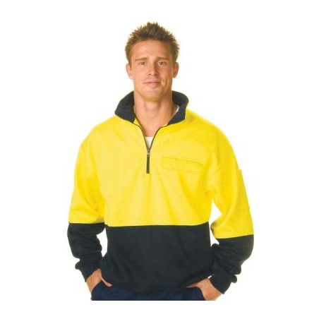 HiVis Two Tone 1/2 Zip Cotton Fleecy Wincheater - 3923