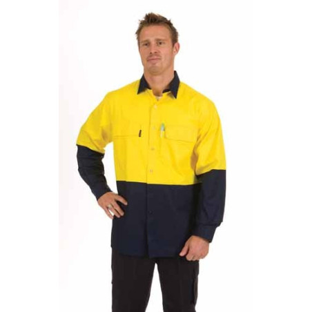 155gsm HiVis 3 Way Cool-Breeze Cotton Shirt, L/S - 3938