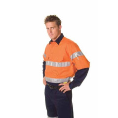 HiVis Cool-Breeze Close Front Cotton Shirt With 3M R/Tape L/S - 3949