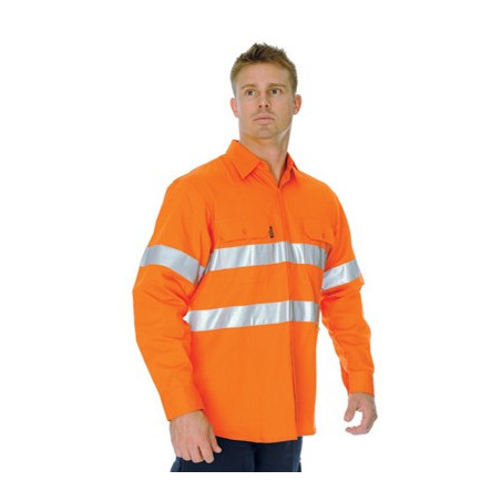 HiVis Cool-Breeze Vertical Vented Cotton Shirt With Generic R/Tape L/S - 3985