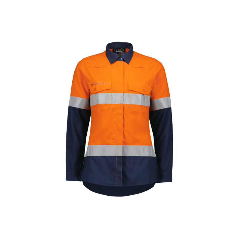 Women Orange Flame Lightweight Ripstop Taped Shirt - ZW170