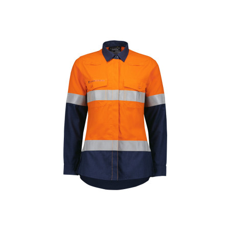 Women Orange Flame Lightweight Ripstop Taped Shirt - ZW170