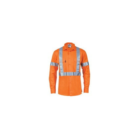 HiVis D/N Cotton Shirt With Cross Back Generic R/Tape L/S - 3989