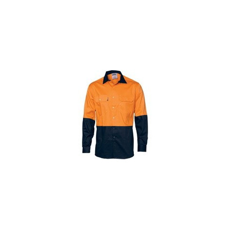 HiVis Two Tone Cotton Drill Shirt, L/S - 3832