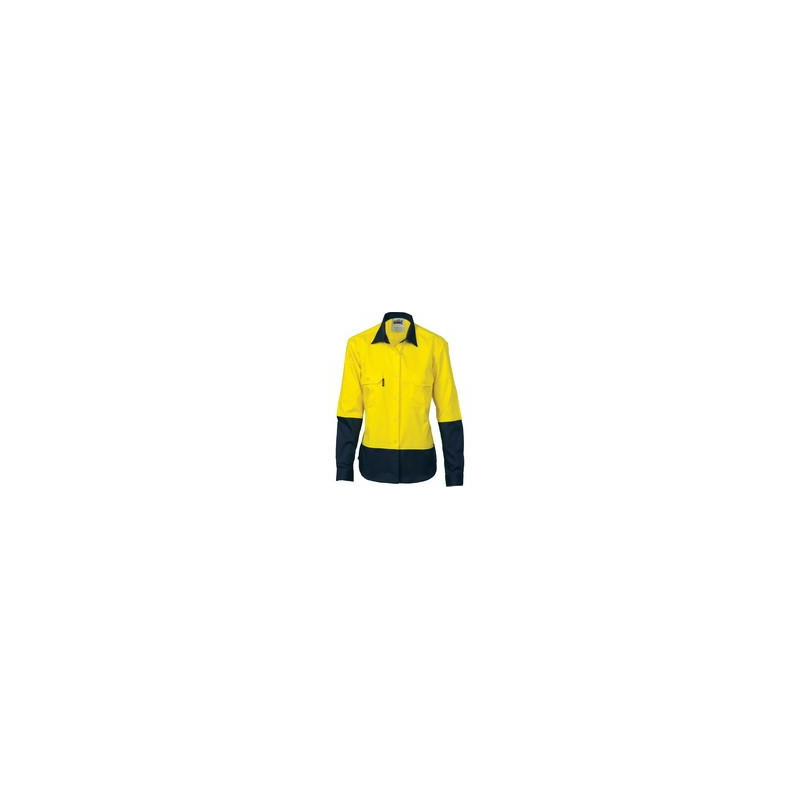 Ladies HiVis Two Tone Cotton Drill Shirt L/S - 3932